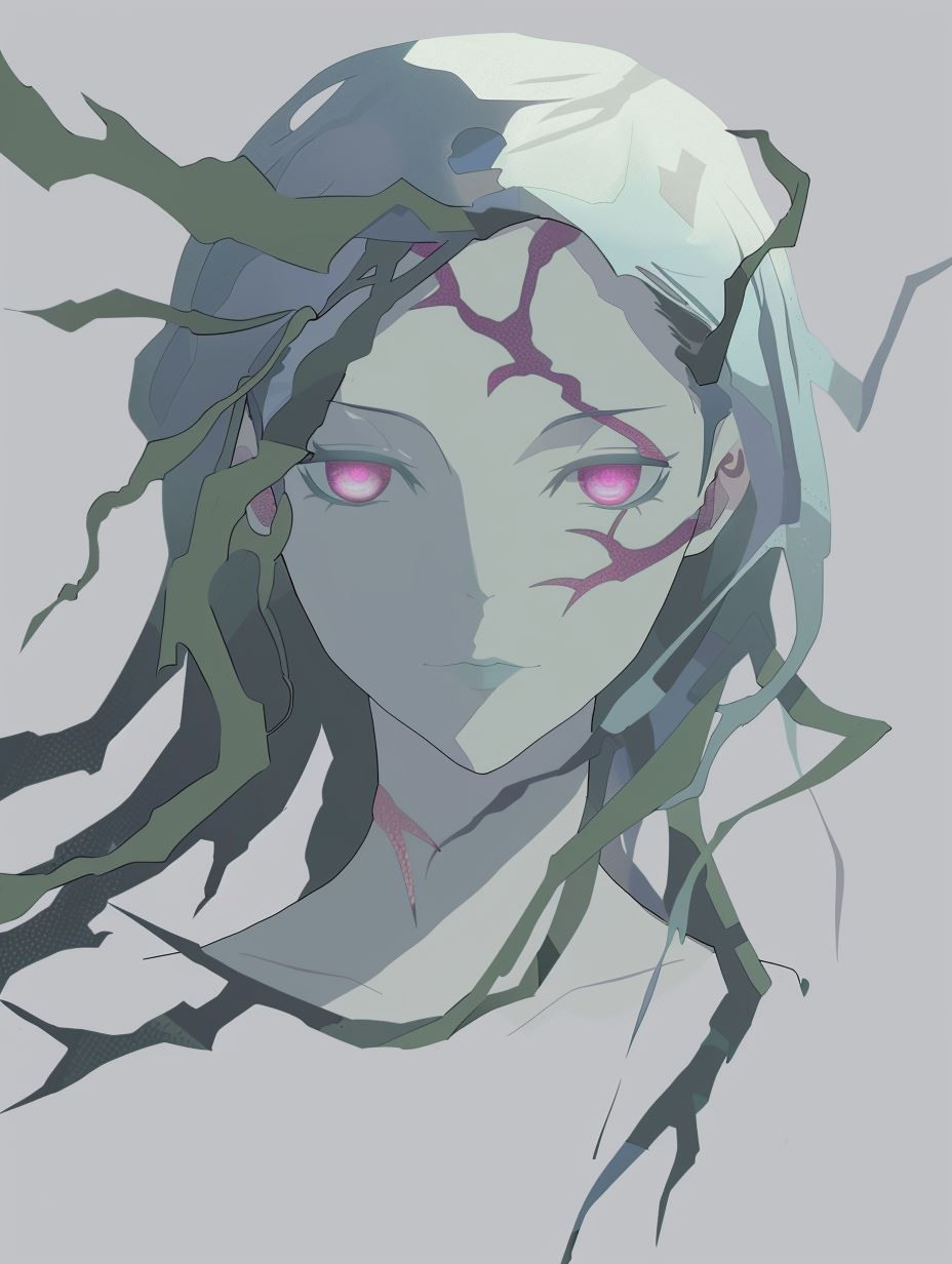 Minimalist Geometric Anime Portrait