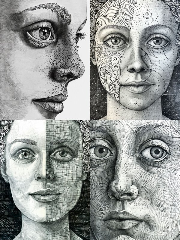 Intricate Stippled Portrait Study