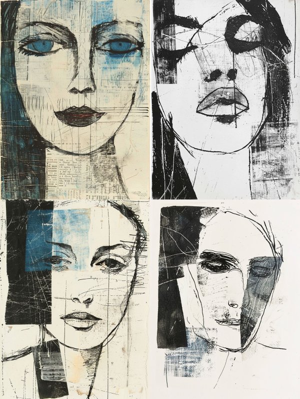 Fragmented Blue Gaze Collage