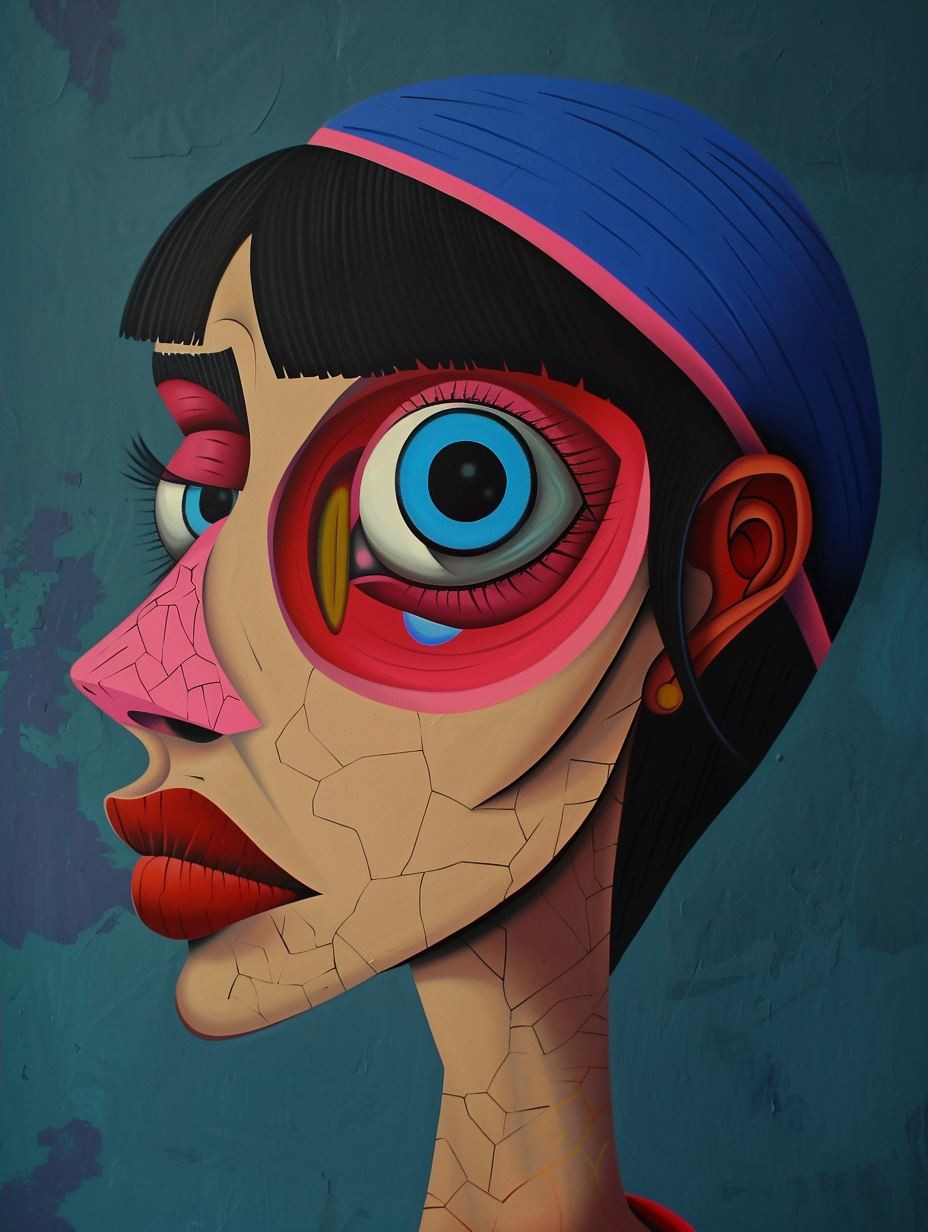 Melancholy Urban Mural Portrait