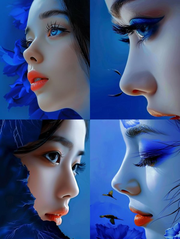 Azure Bloom Ethereal Portrait