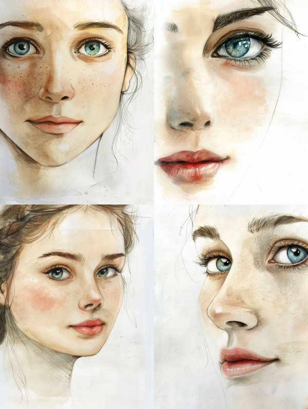 Ethereal Watercolor Portrait Studies