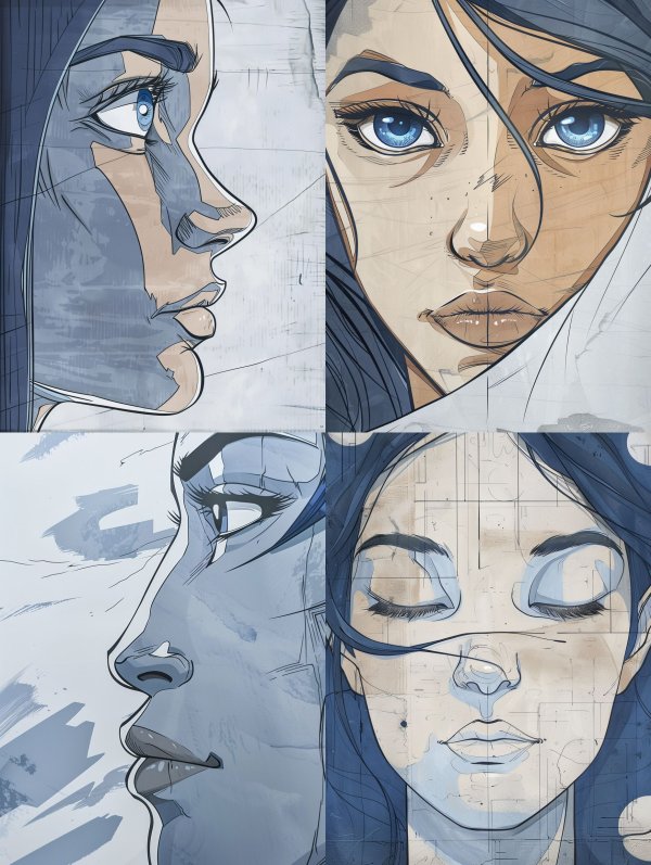 Fragmented Gaze in Blue