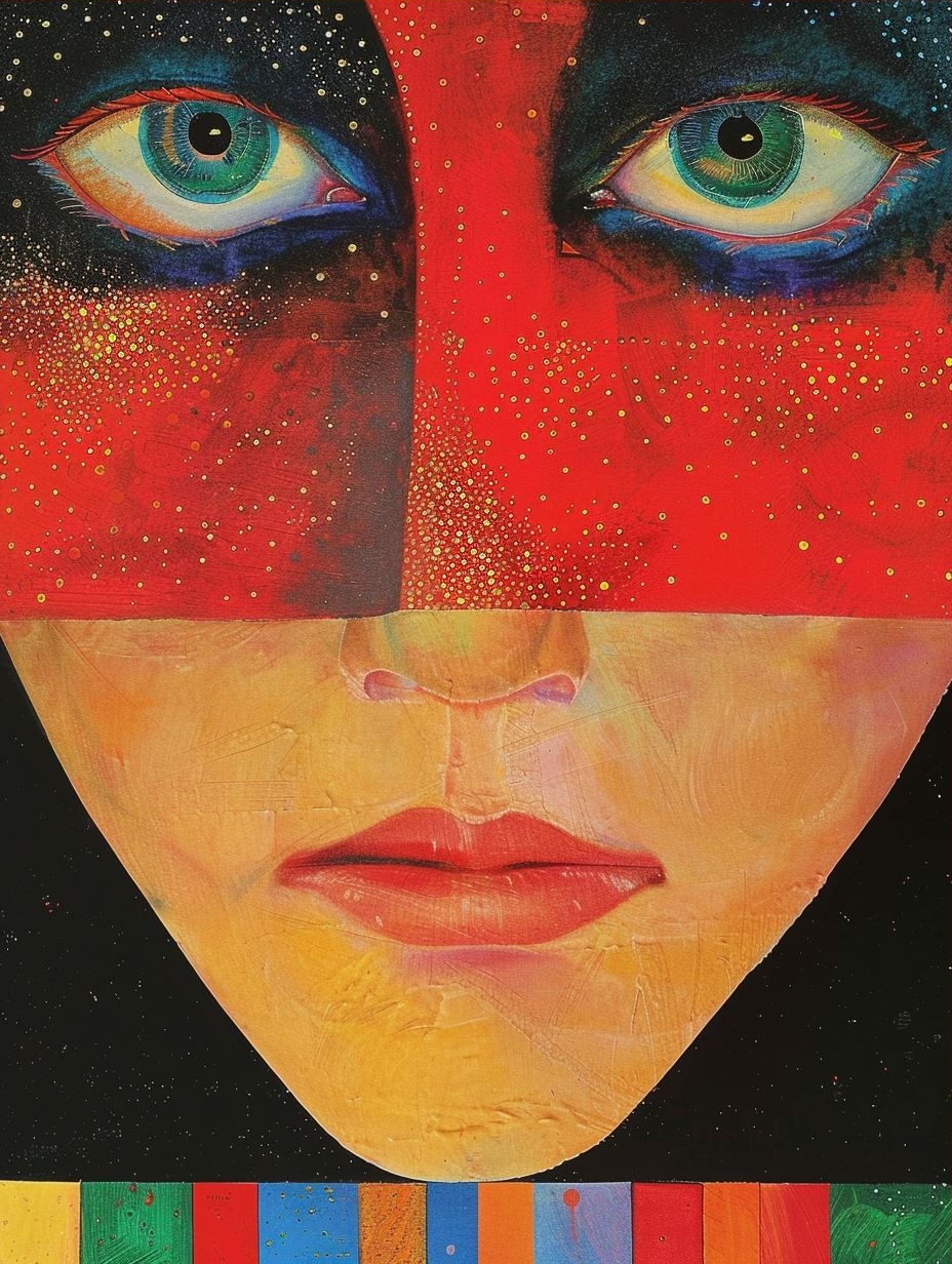 Crimson Gaze of Textured Art
