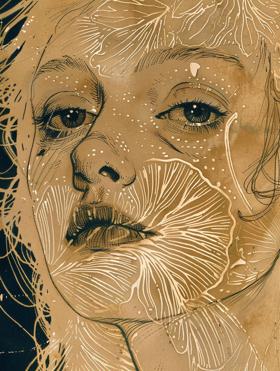 Vintage Ink Etching Portrait