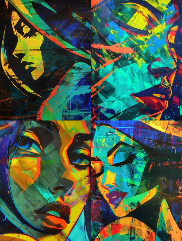 Neon Fragmented Urban Portrait