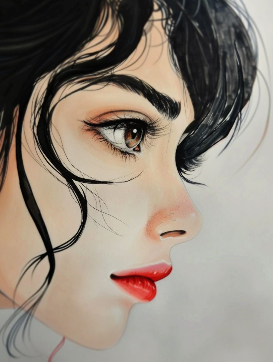 Ethereal Ink and Pastel Portrait