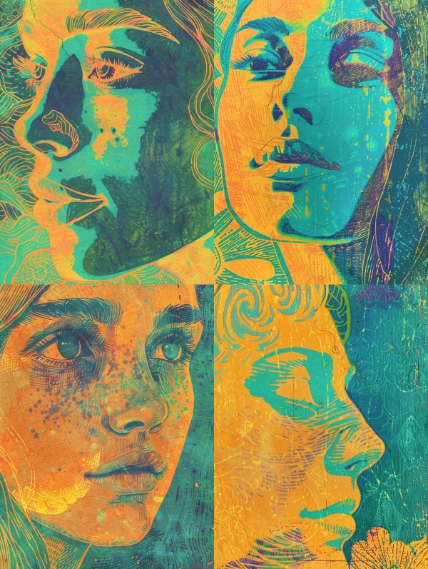 Neon Psychedelic Portrait Collage