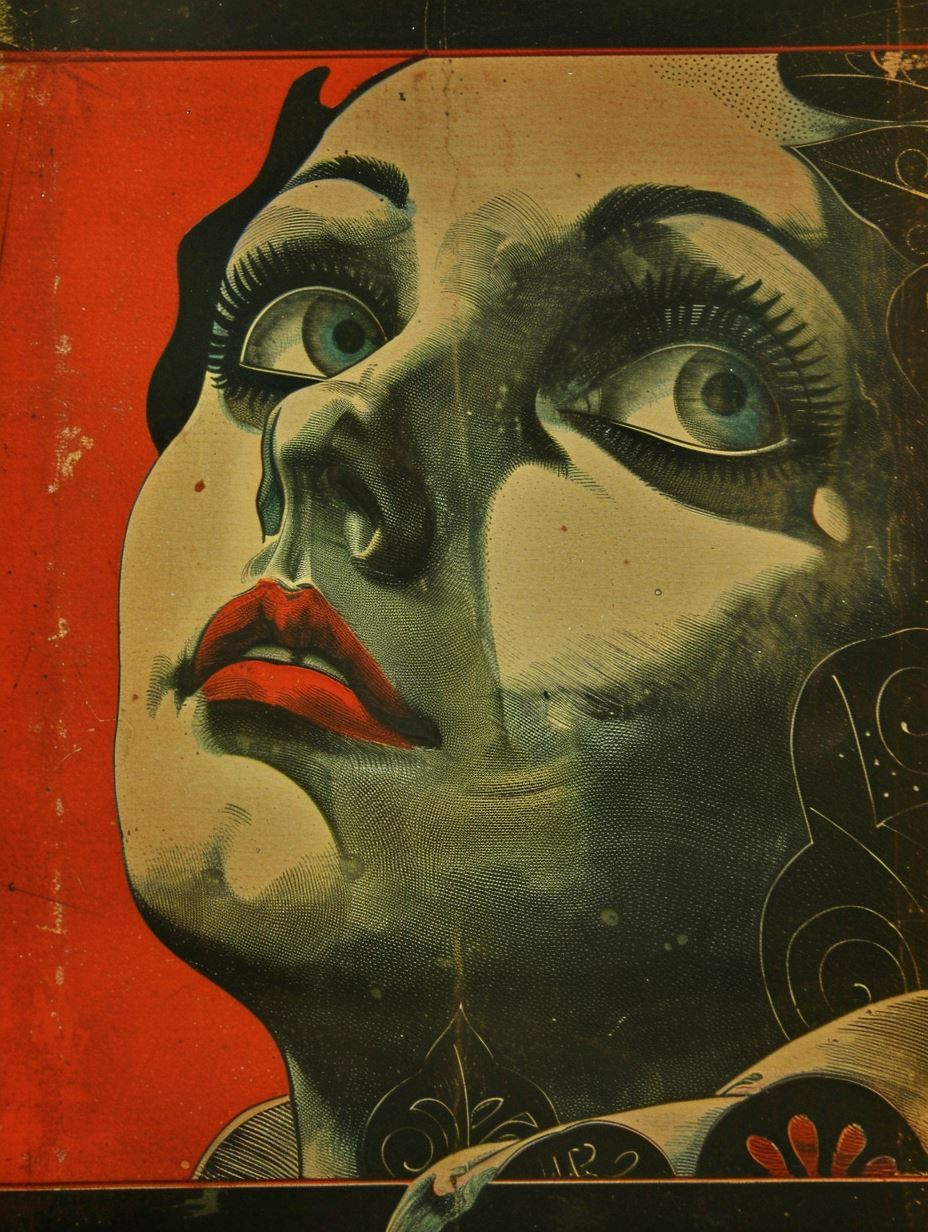 Crimson Gaze Vintage Noir
