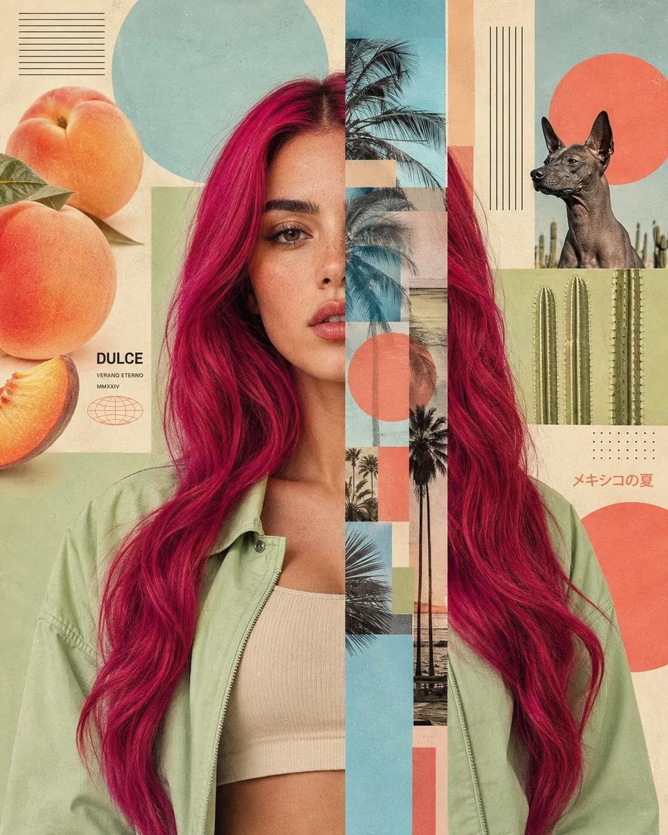 Create a contemporary editorial collage portrait that sea... - alternate