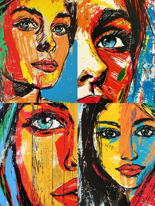 Vibrant Neon Expressionist Portrait