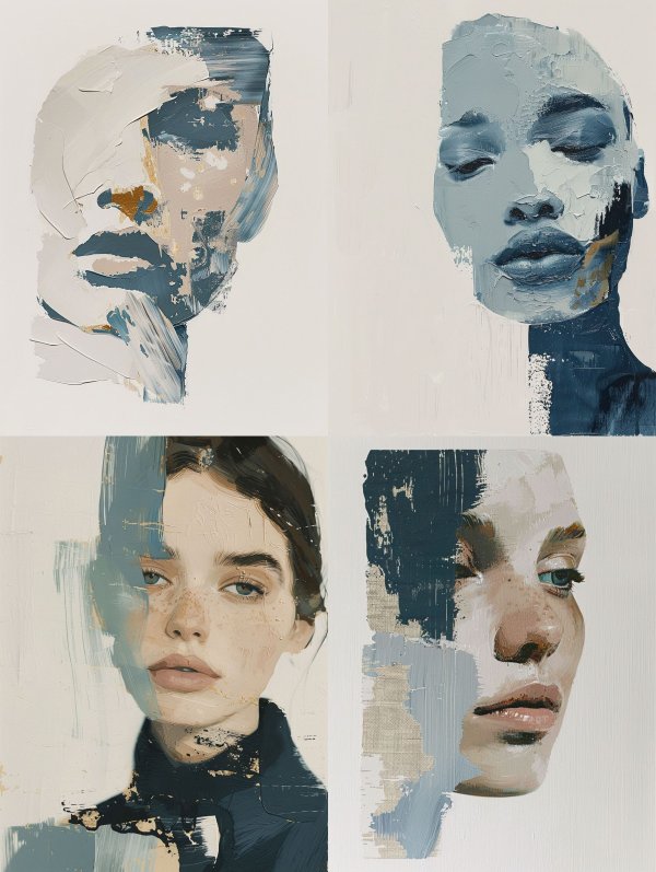 Abstract Fragmented Portrait in Slate