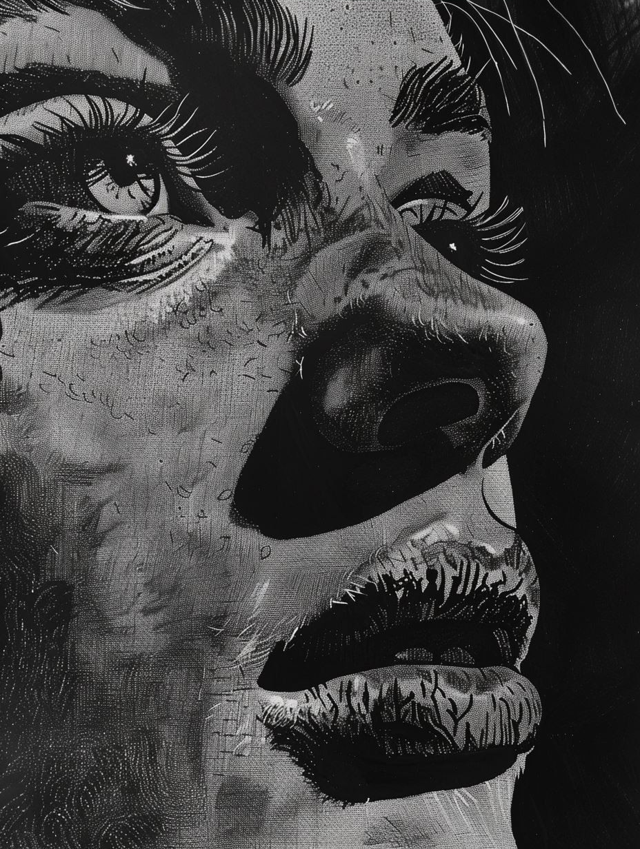 Gritty Monochrome Ink Portrait