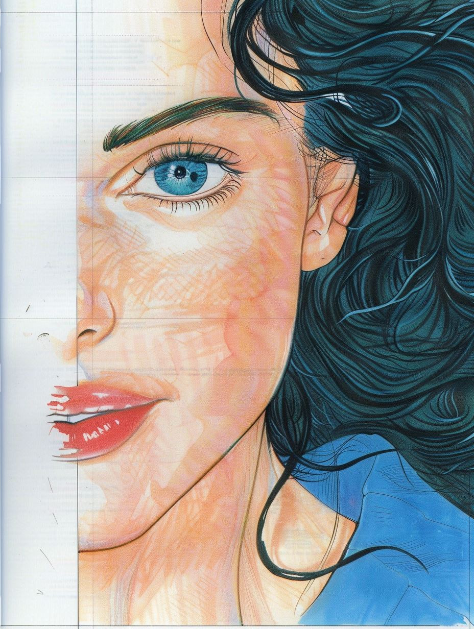 Ethereal Blue Gaze Illustration
