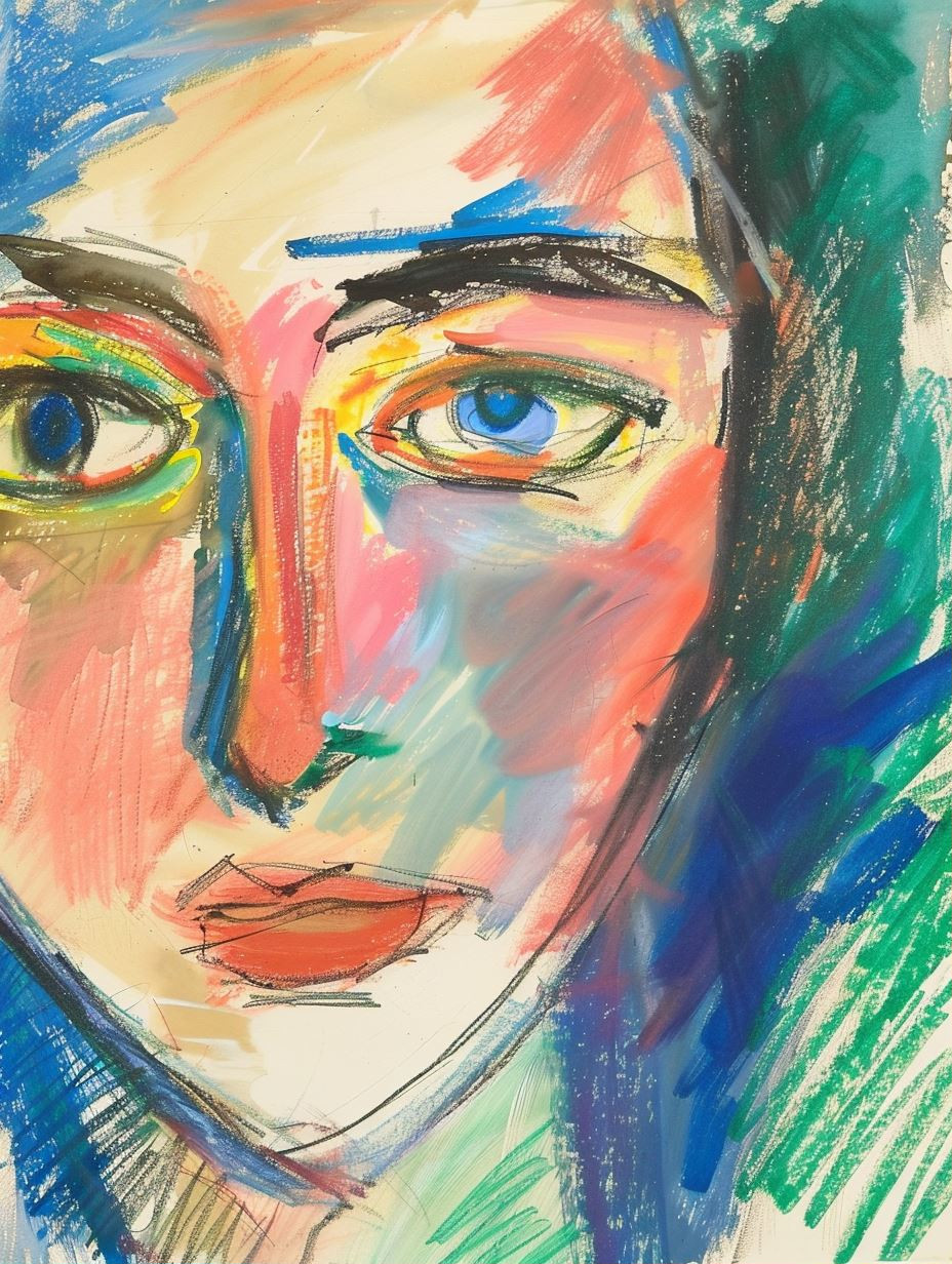 Vibrant Expressionist Pastel Portrait