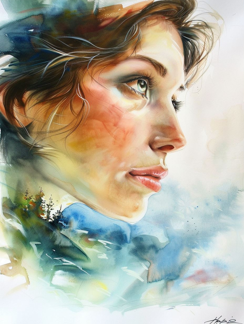 Ethereal Watercolor Gaze