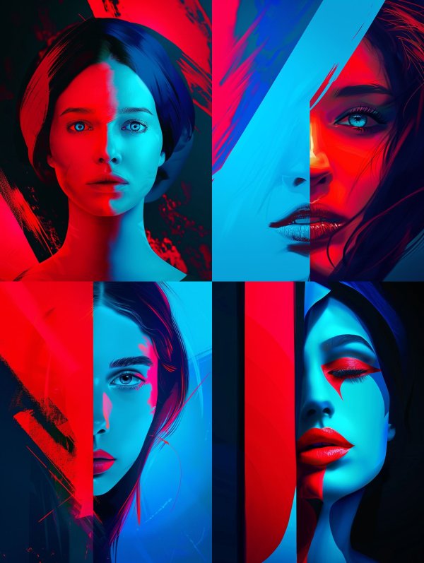 Neon Duality Portrait
