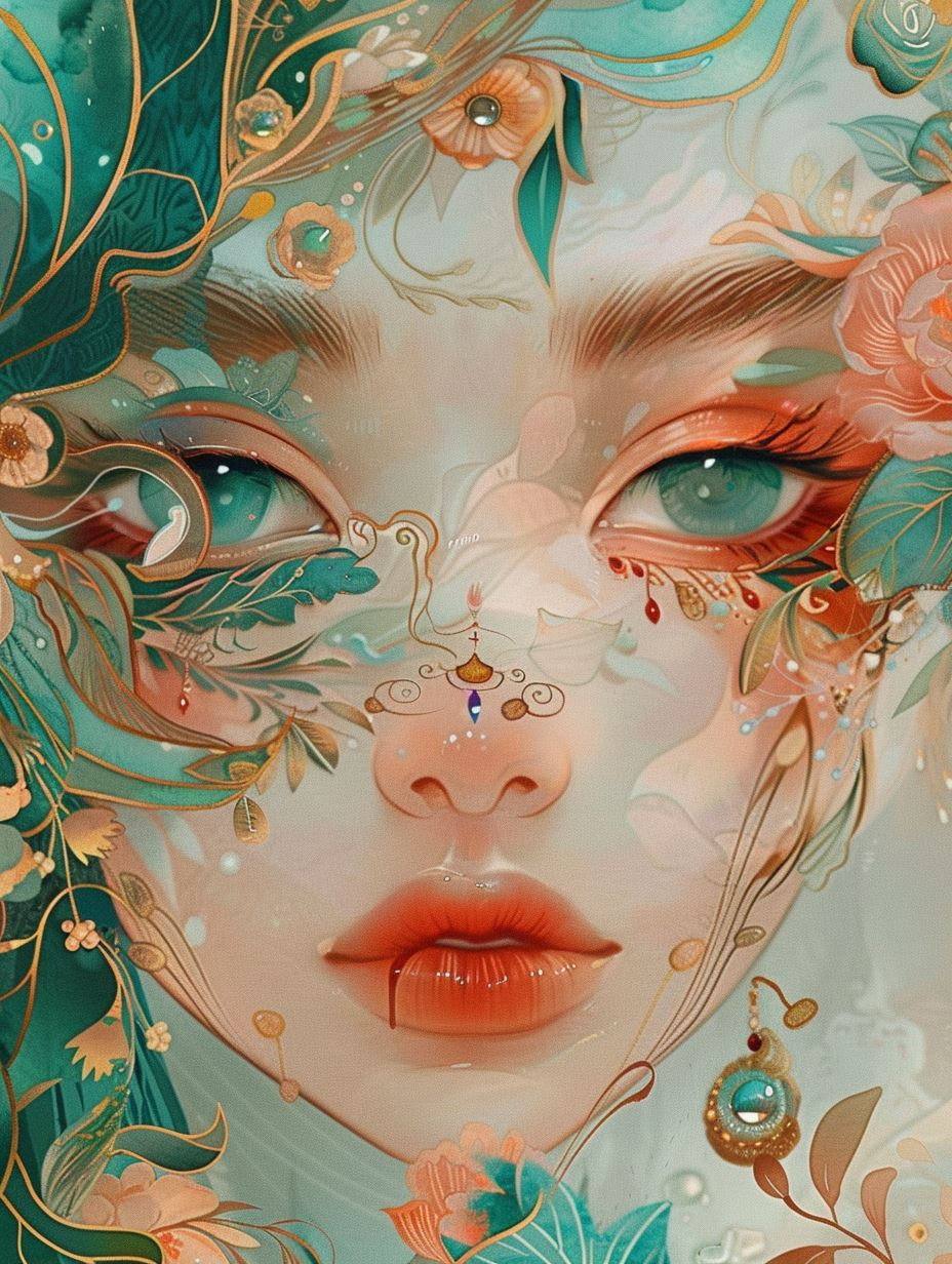 Ethereal Flora Gilded Portrait - Image 1