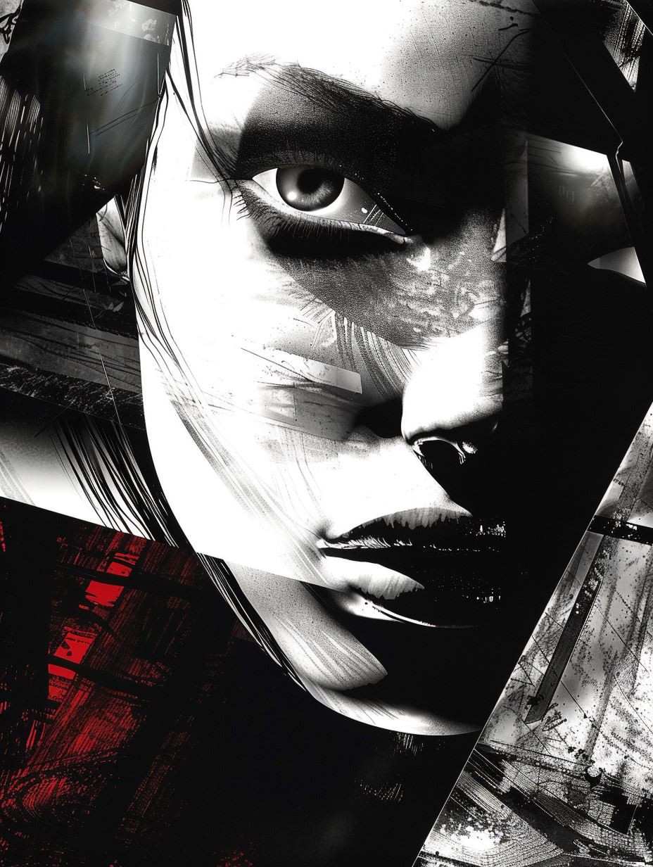 Noir Fragmented Digital Portrait