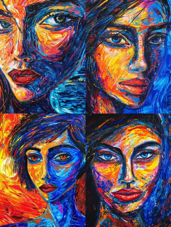 Vibrant Impasto Emotional Portrait