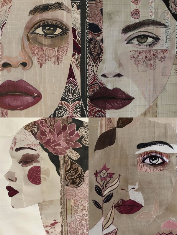 Ethereal Textile Portrait Art