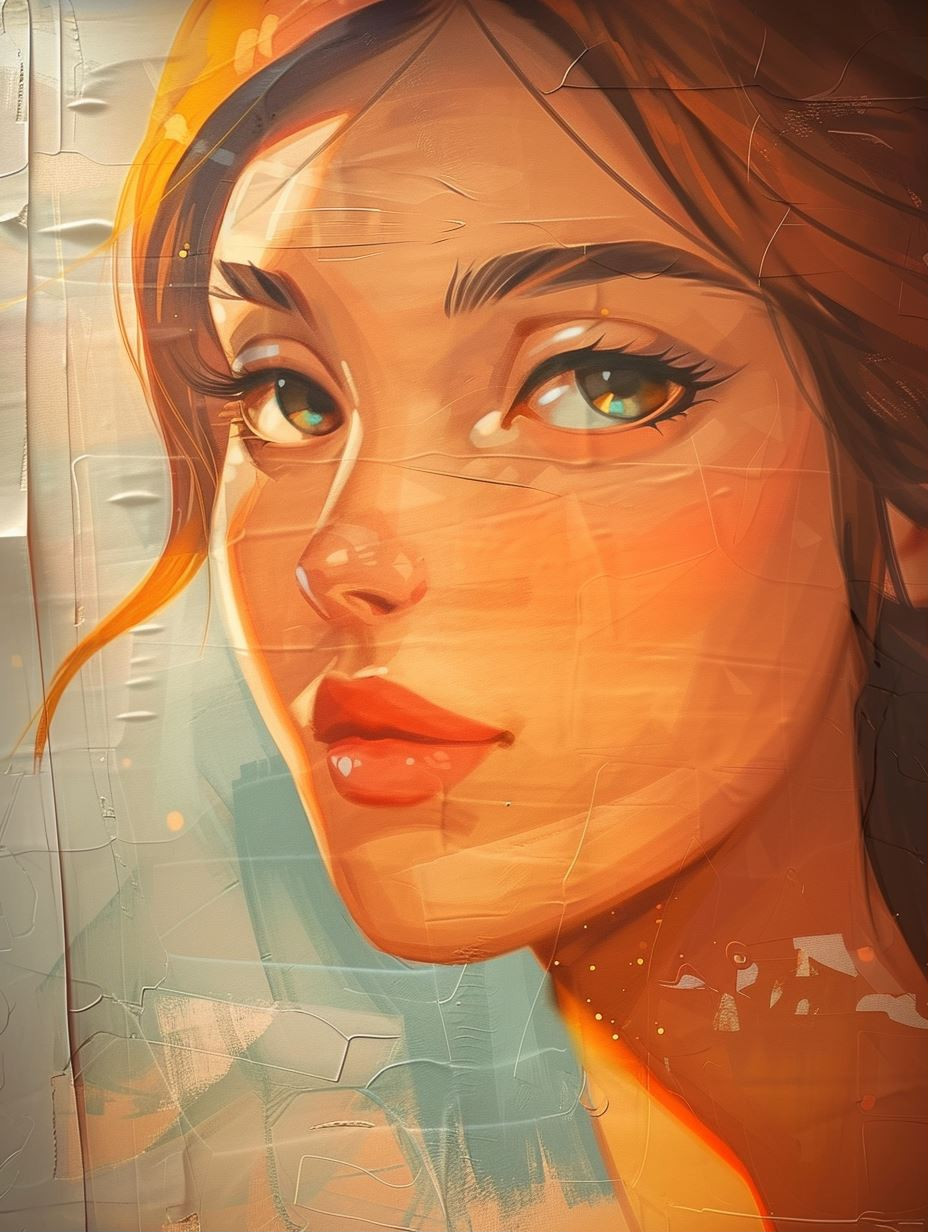 Sun-Drenched Distressed Digital Portrait