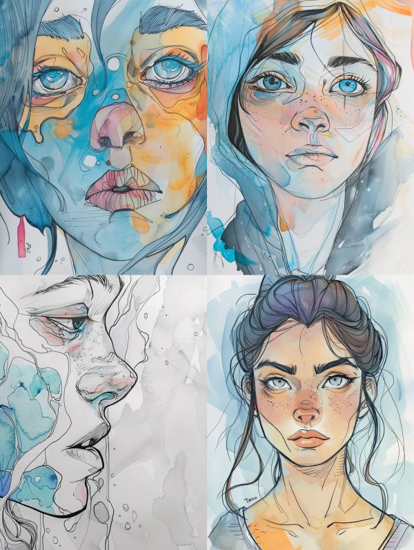 Ethereal Watercolor Portrait Study