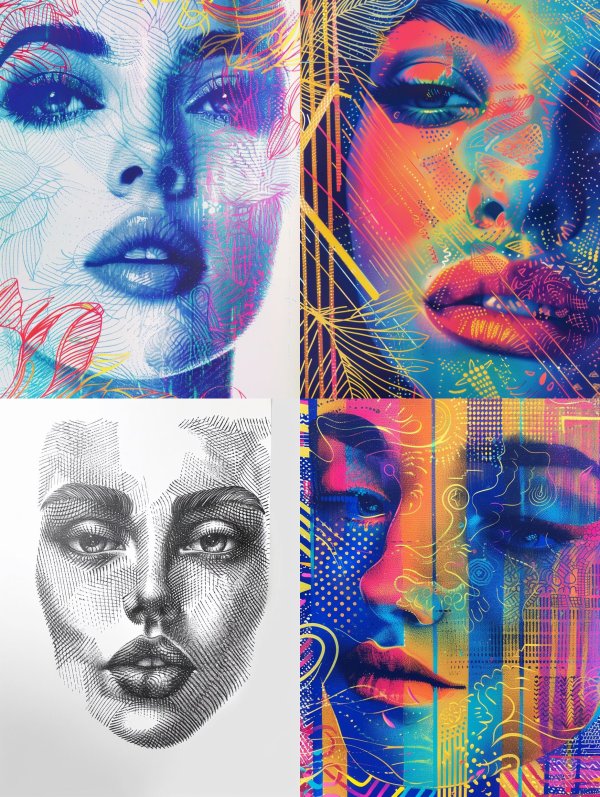 Neon Digital Flora Portrait