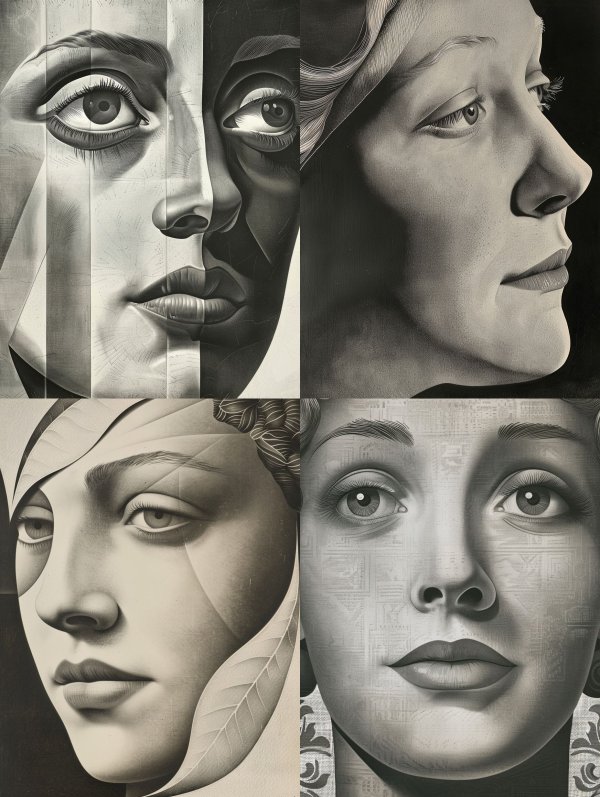 Fragmented Monochrome Surrealist Portrait