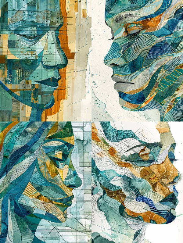 Fragmented Azure Geometric Portrait