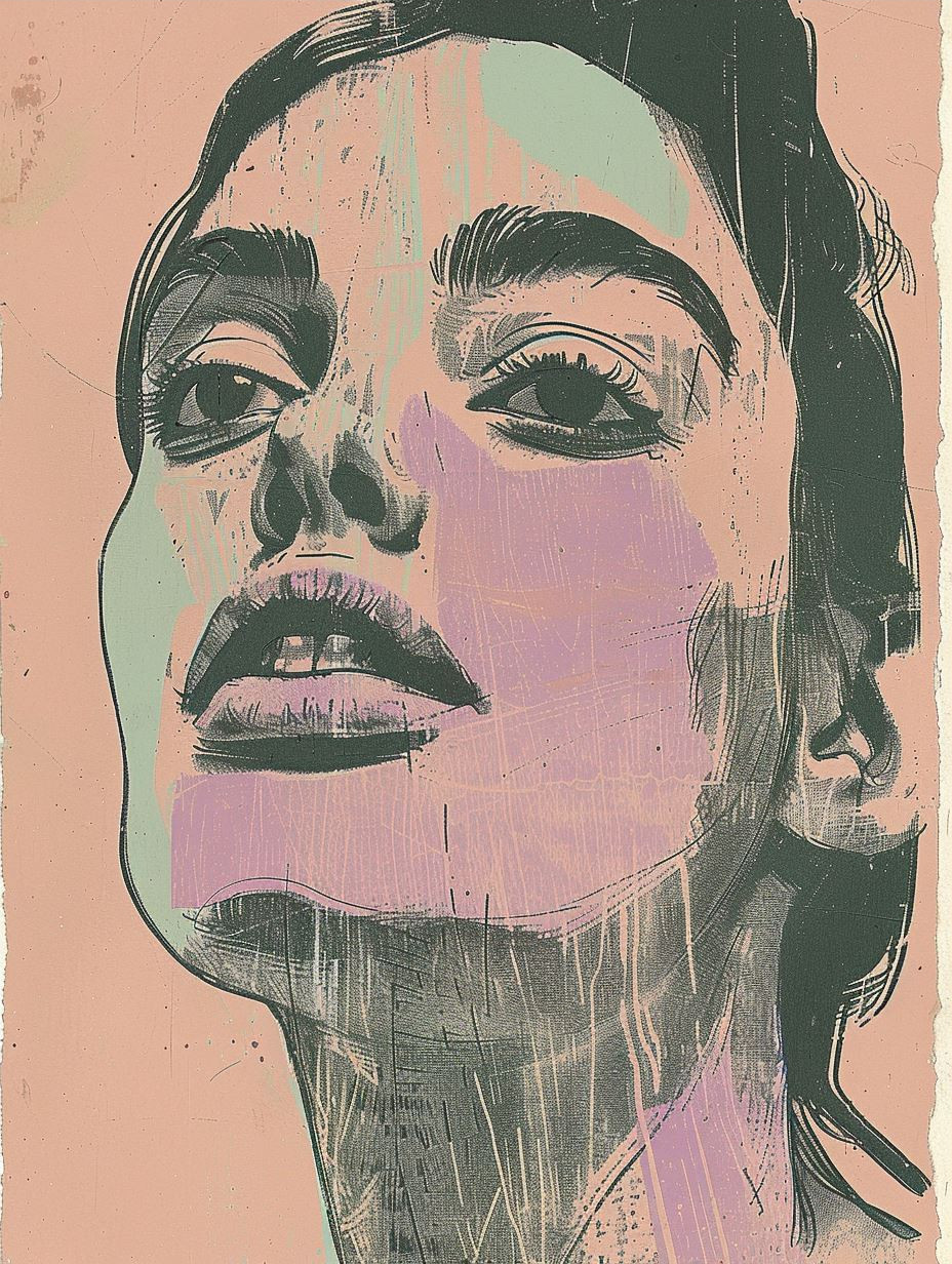 Abstract Pastel Ink Portrait