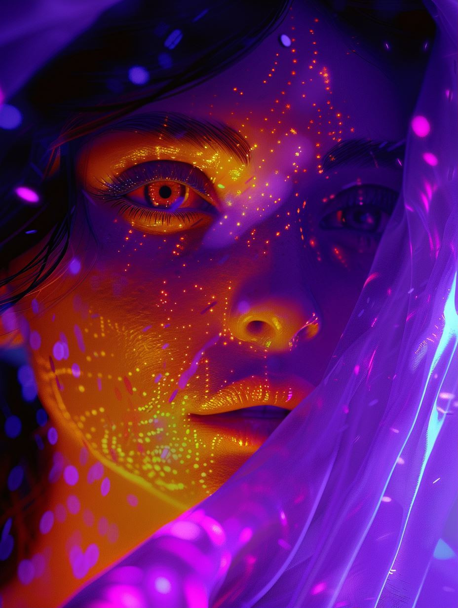 Celestial Neon Dream Portrait