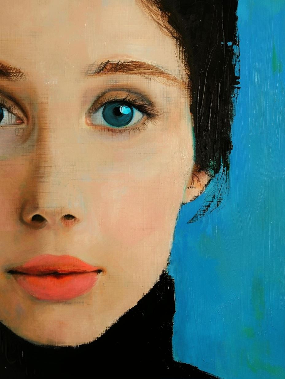 Azure Gaze Oil Portrait