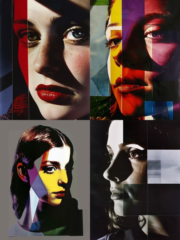 Fragmented Crimson Gaze Portrait