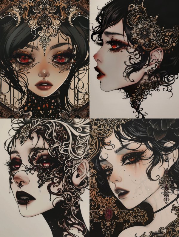 Gothic Opulence and Crimson Gaze