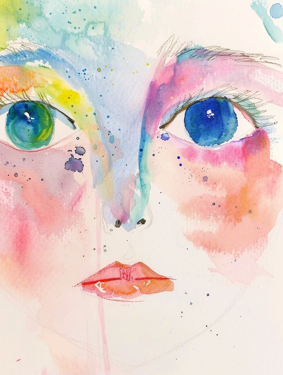 Prismatic Watercolor Dream Portrait
