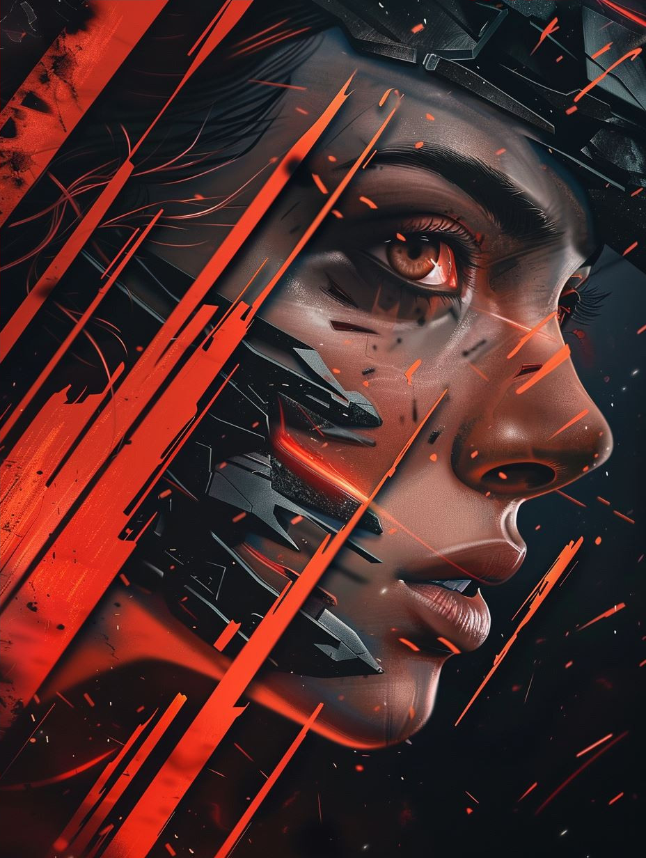 Neon Cybernetic Crimson Vision