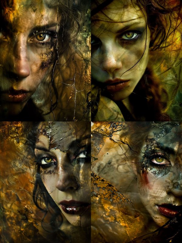 Fractured Gaze Through Golden Glass