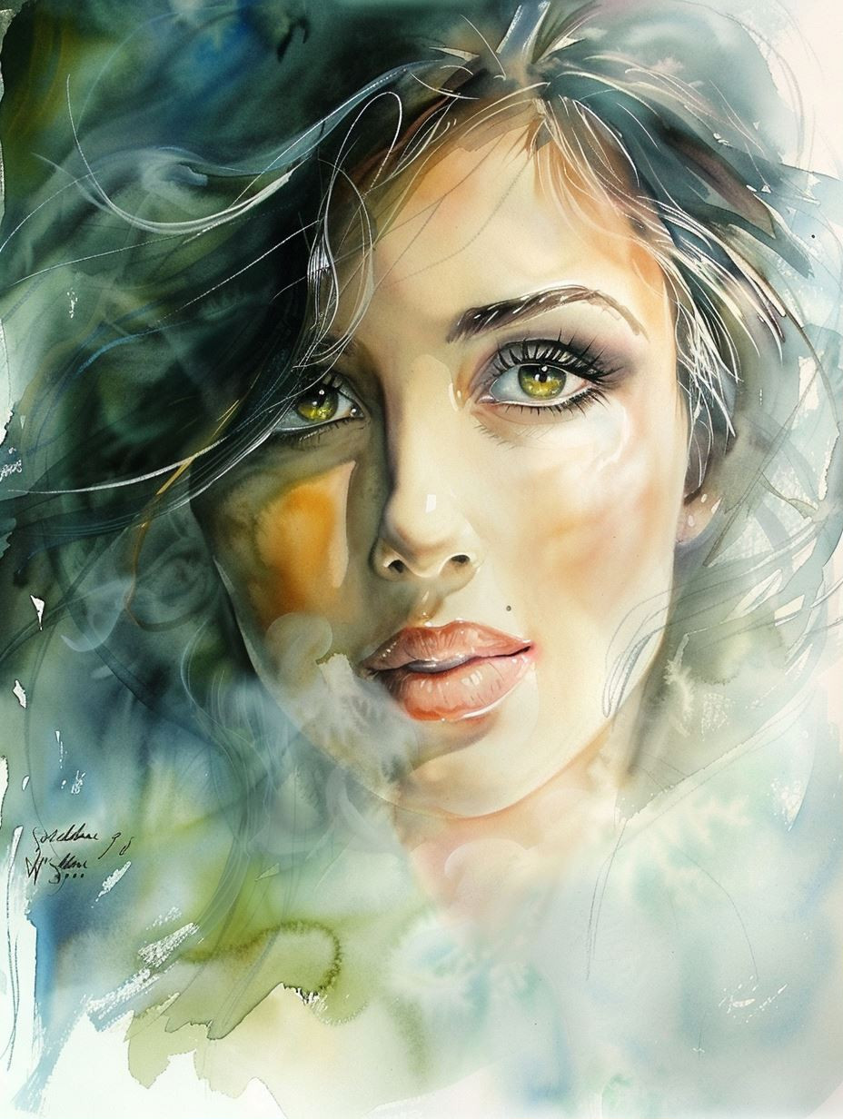 Ethereal Watercolor Gaze