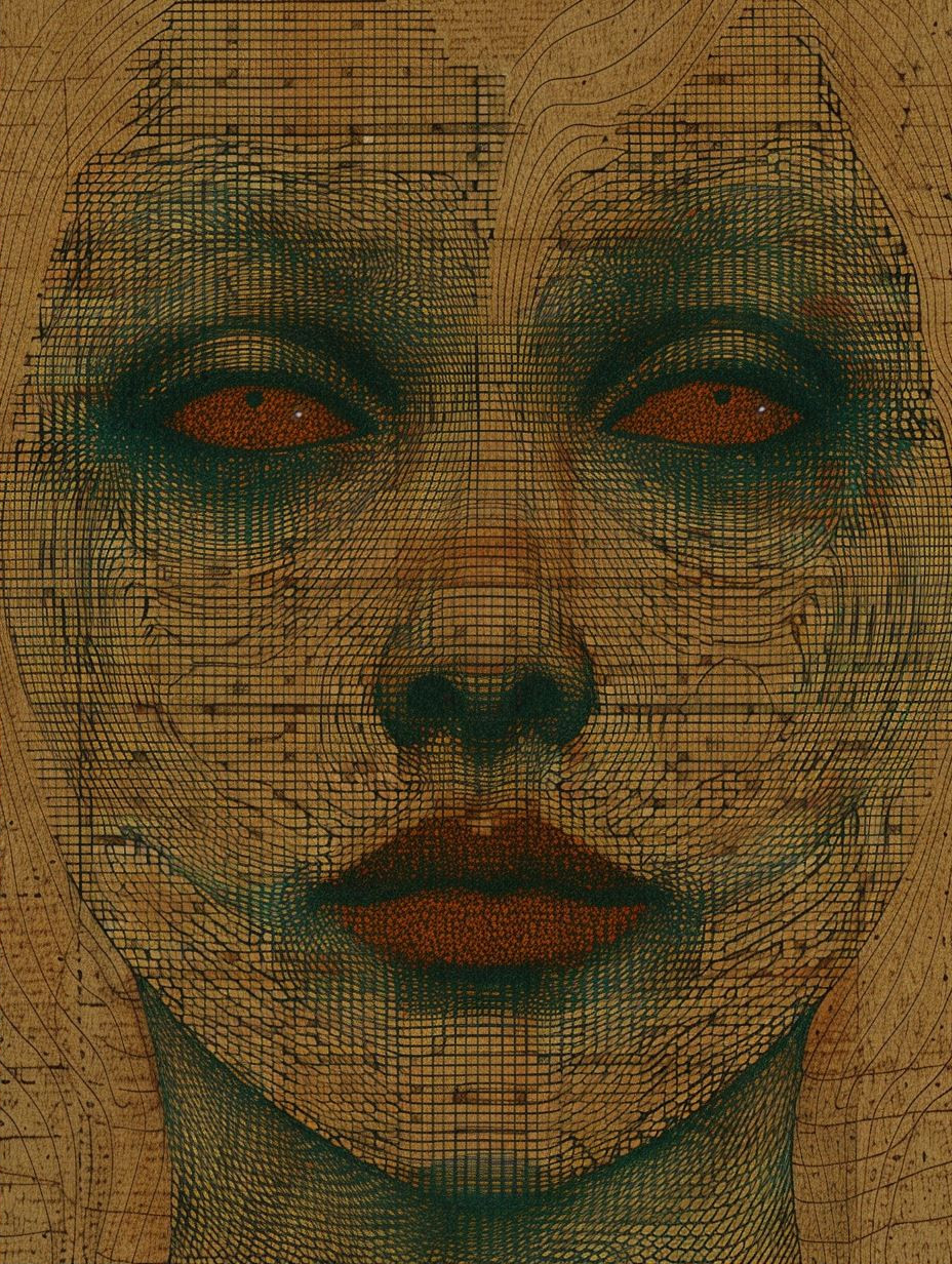 Digital Soul Geometric Mesh Portrait