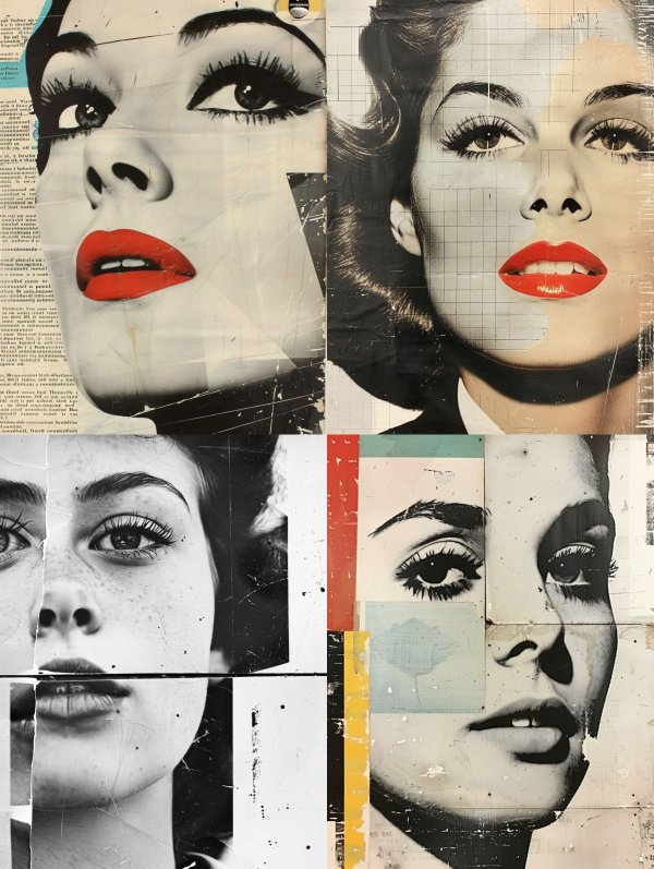 Vintage Pop Art Collage Portraits