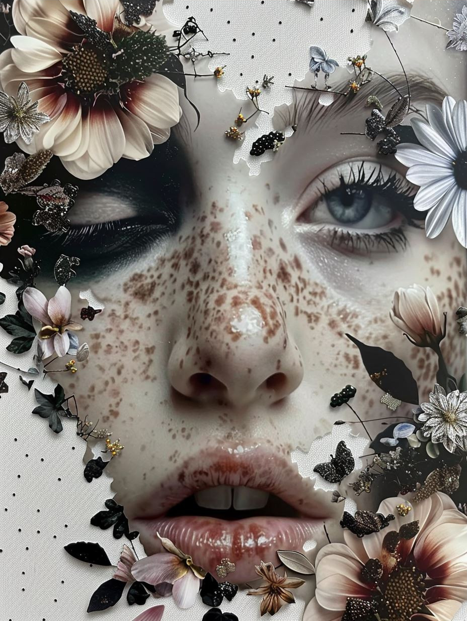 Ethereal Floral Noir Portrait