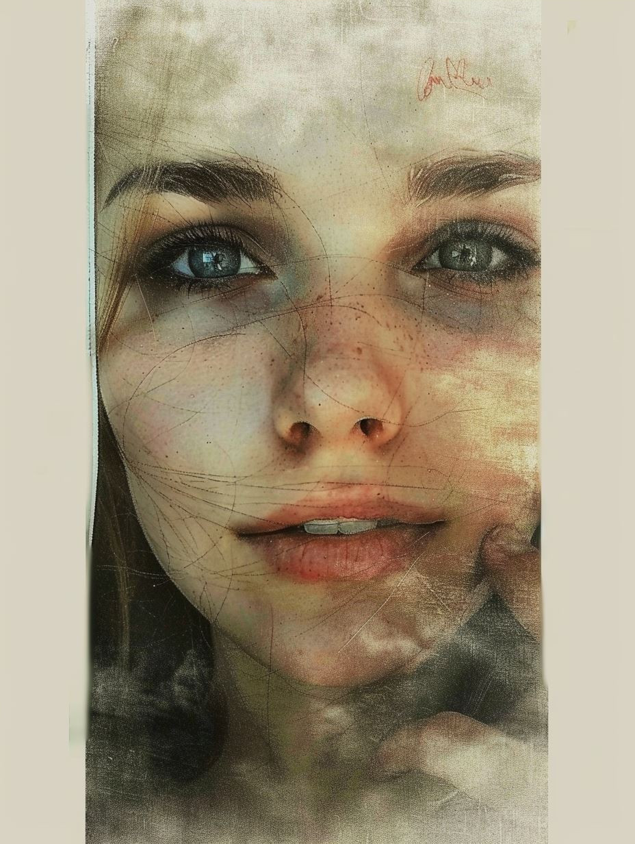 Weathered Gaze Through Cracked Glass
