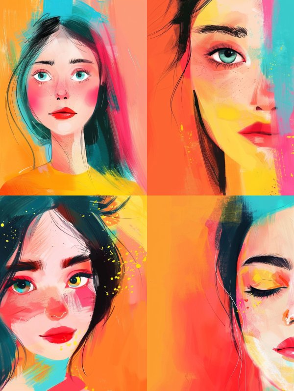 Vibrant Neon Expressionist Portrait
