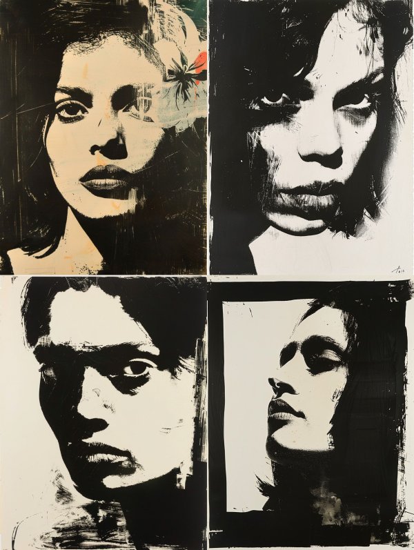 Dramatic High Contrast Portrait Grid