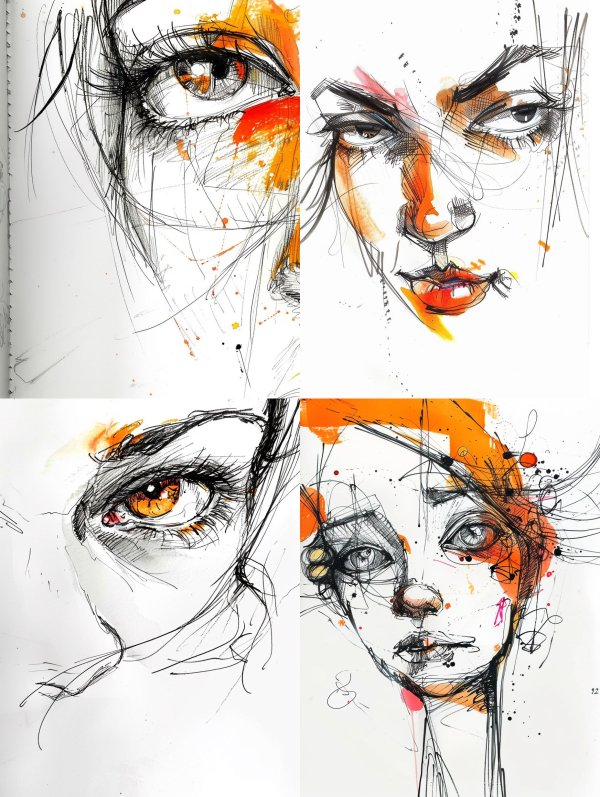 Abstract Ink and Amber Gaze