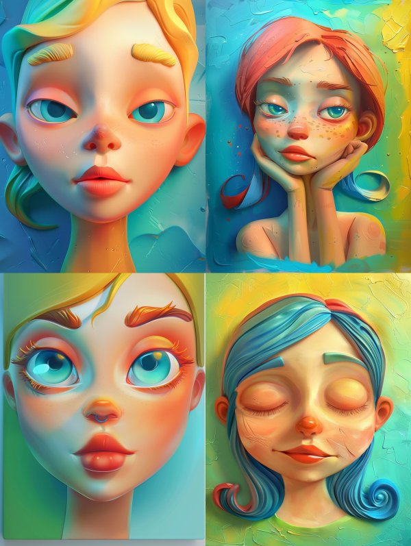 Whimsical Stylized Digital Portraits