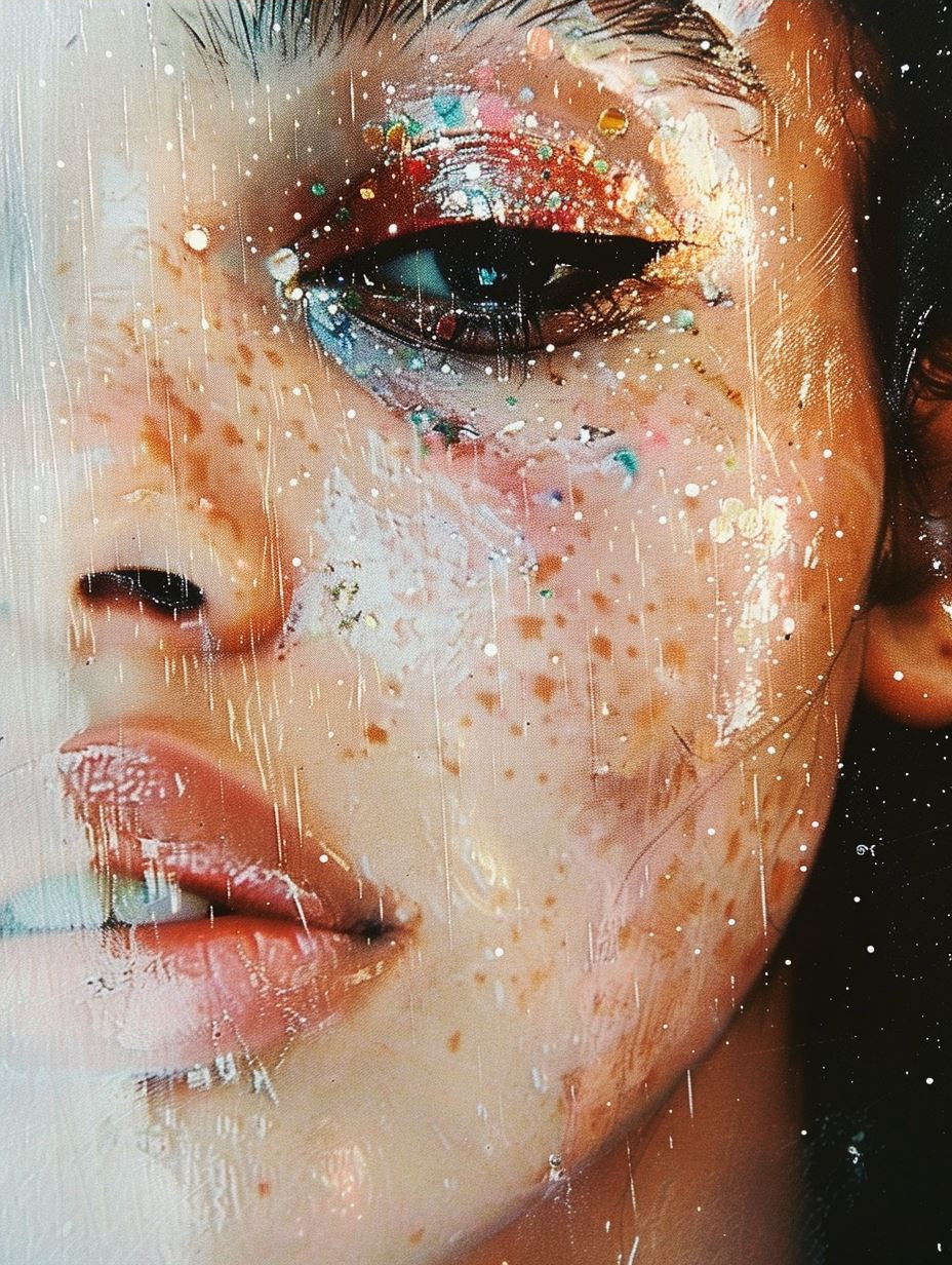 Fragmented Beauty in White Paint