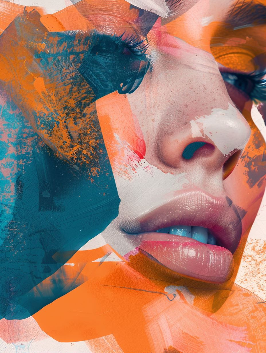 Fragmented Neon Portrait Study
