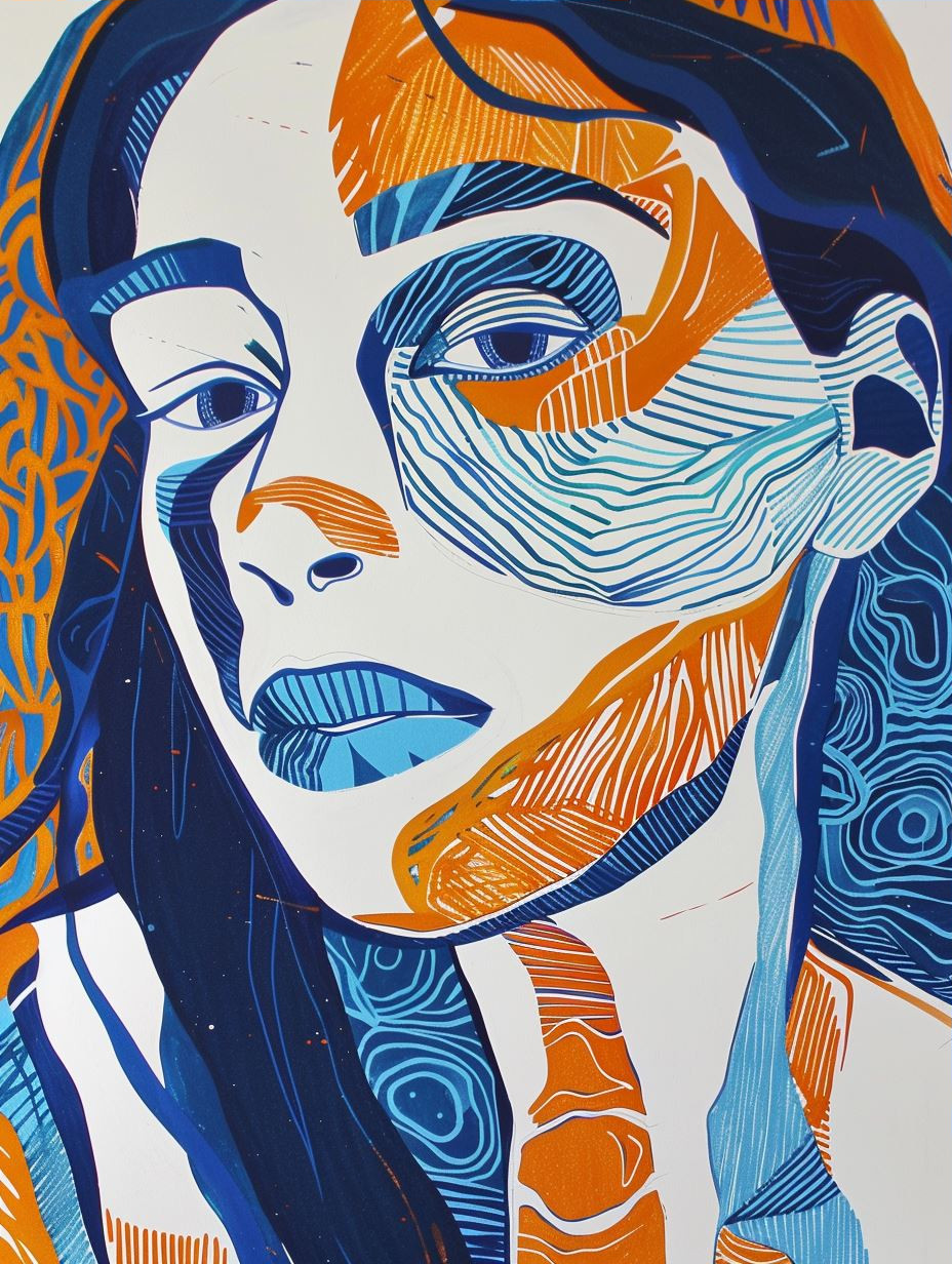 Electric Azure and Amber Portrait